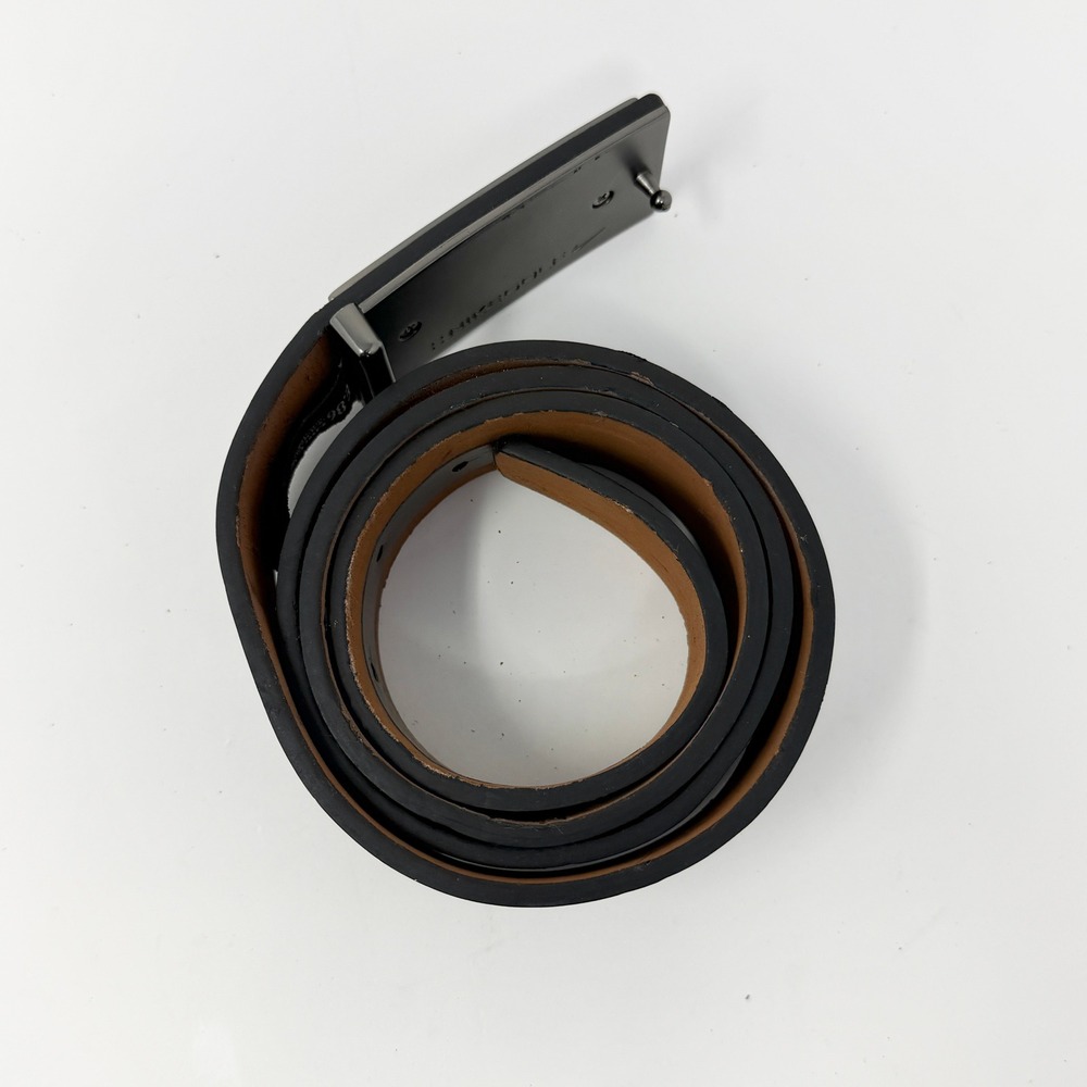Nike Mens Black Leather Golf Belt Brushed Gunmetal Plaque Swoosh Buckle Size 36 - Picture 13 of 13